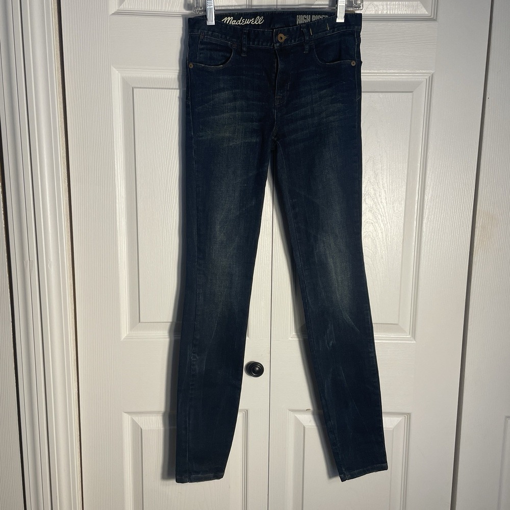 Madewell High Riser Skinny Skinny Jeans Women 26X32 Blue Distressed Denim Pocket